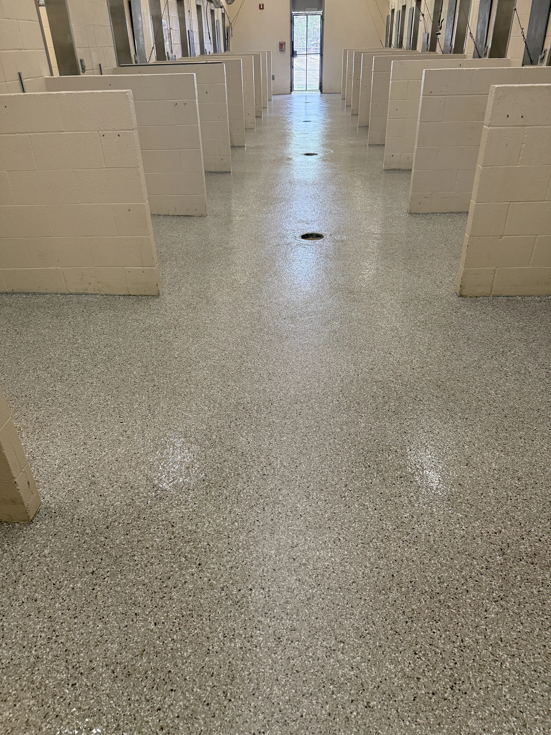 Federal K9 kennel facility — Coating removal and flake system
